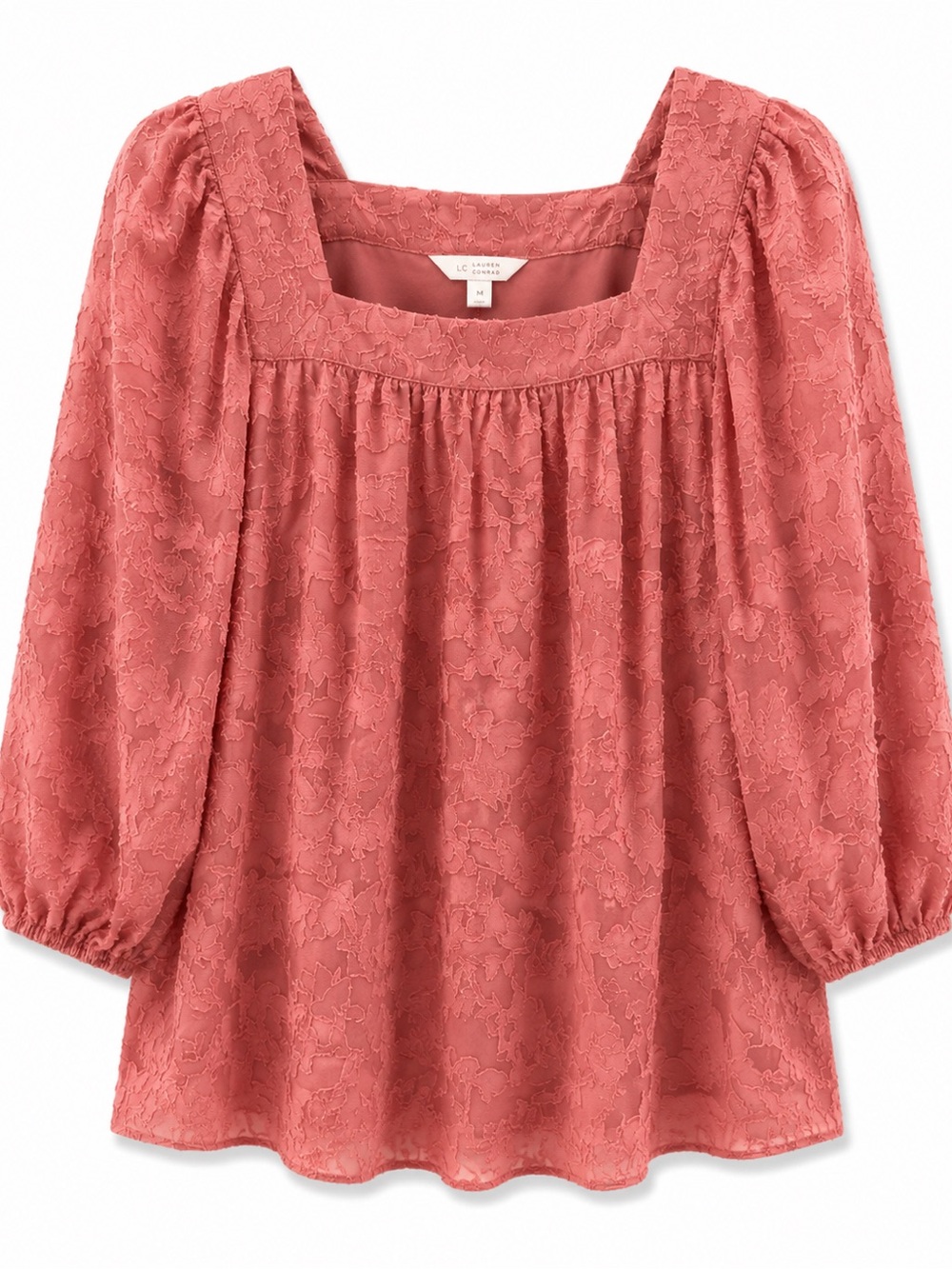 LC Lauren Conrad Coral Lace Square-Neck Blouse Medium GUC